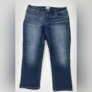 BKE Womens Gabby Jeans Size 32 Stretch Distressed Curvy Fit Straight Crop 34x25